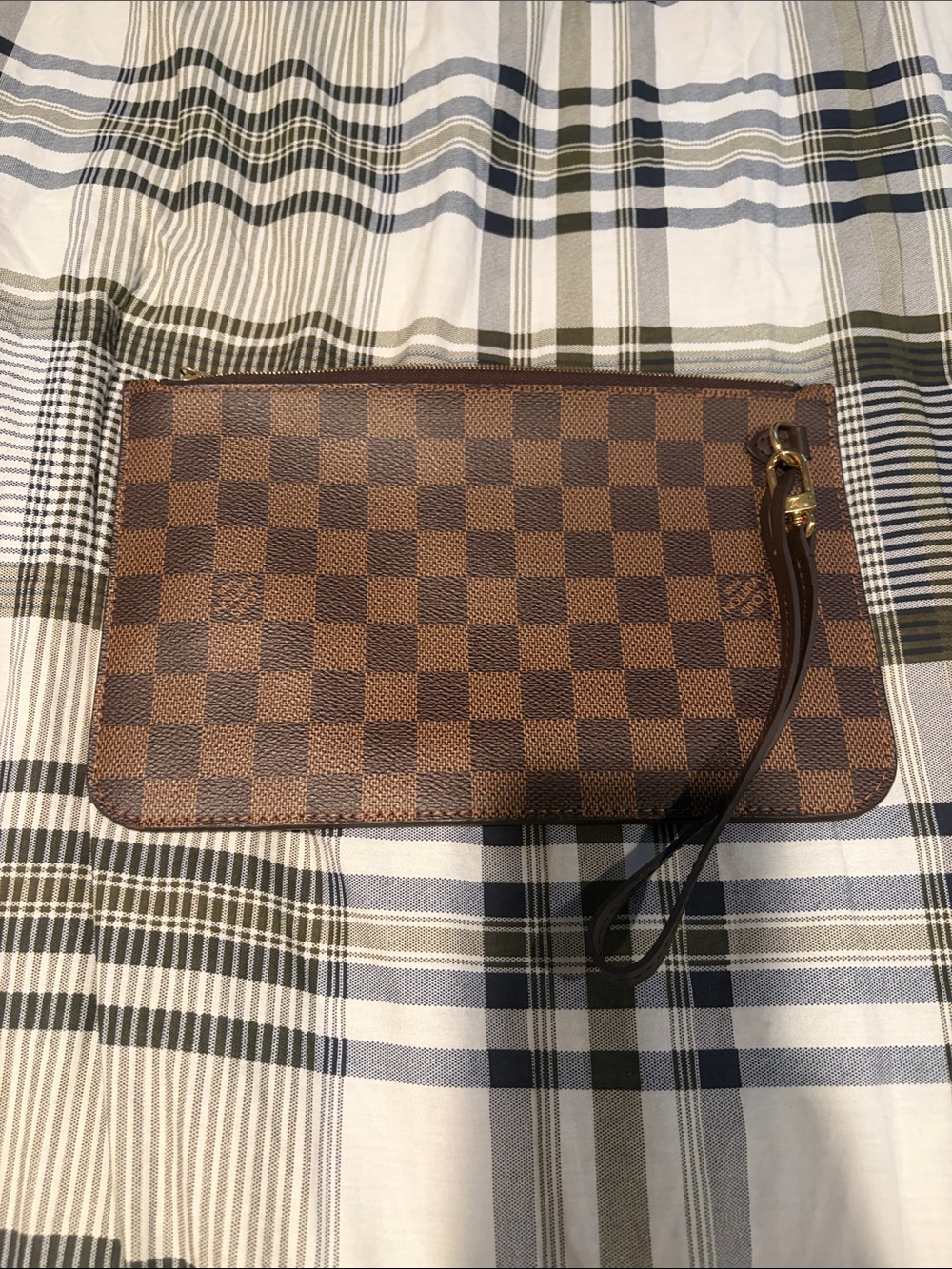 Brown Checkered Wristlet Clutch - Men Bags